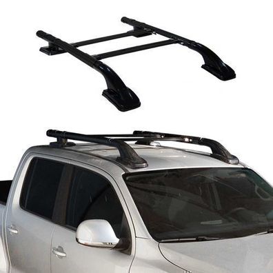 Dachreling & Dachträger Satz für VW Amarok DoubleCab 2010-2022 Alu Schwarz 4x