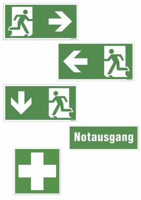 Fluchtweg Notausgang Schild Kunststoffplatte nachleuchtend ASR A1.3 Rettung