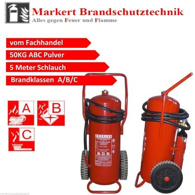 50kg ABC Pulver Auflade Feuerlöscher Löscher fahrbar ---vom Fachhandel---