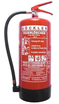 9 kg ABC Pulver Dauerdruck Feuerlöscher EN 3 Brandklasse A/ B/ C 43A =12LE