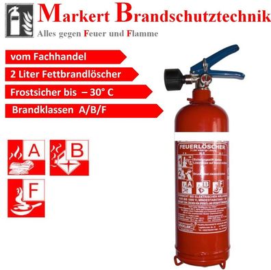 2 L Fettbrand Dauerdruck Löscher Feuerlöscher EN 3 -- Frostsicher--