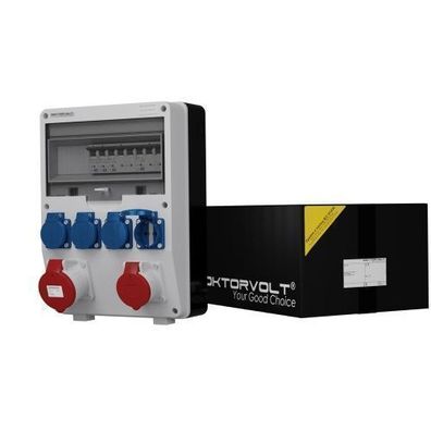 Baustromverteiler 16A 32A LS-Schalter Stromverteiler 4x230V Doktorvolt DV-2107-D