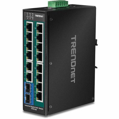 TRENDnet Industrie Switch 16Port Gbit PoE+ Metall DIN-Rail