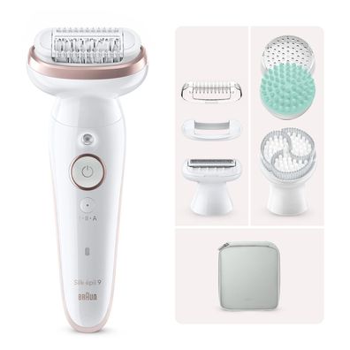 Braun Silk-épil 9 SkinSpa, Roségold, Weiß, 40 Pinzette, MicroGrip, Bikini, 0,5 mm, Ak