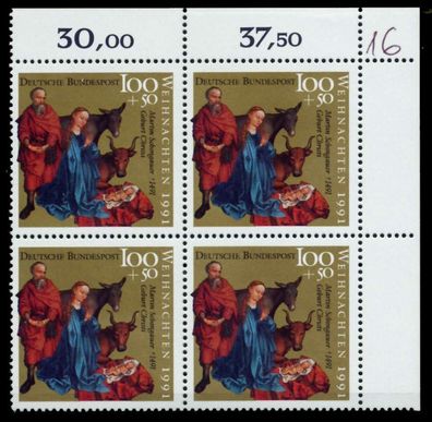 BRD 1991 Nr 1581 postfrisch Viererblock ECKE-ORE X76CEFE