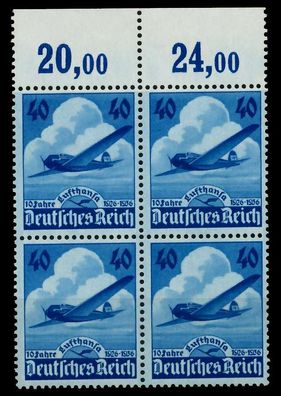 Deutsches REICH 1936 Nr 603 postfrisch Viererblock ORA X77D1FA