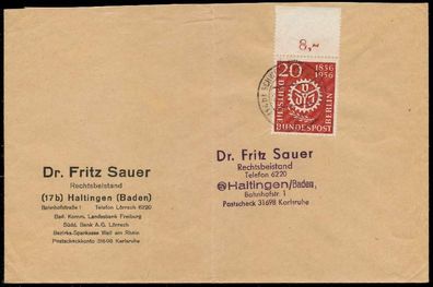 BERLIN 1956 Nr 139 BRIEF EF X794CE2