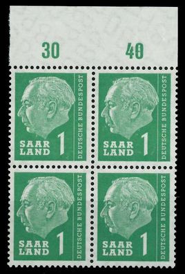 SAAR OPD 1957 Nr 380 postfrisch Viererblock ORA X799B8A
