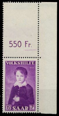 Saarland 1954 Nr 356L postfrisch ECKE-ORE X79DF9E