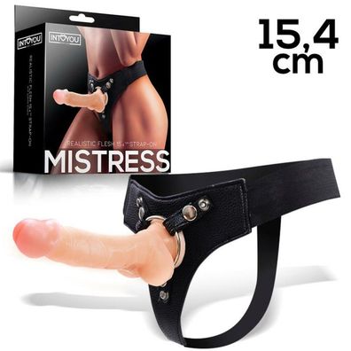 Mistress Elastic Strap-on mit Silikon Dildo 15.4 cm Flesh