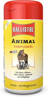 Ballistol Animal Tierpflegeöl Spender-Box mit Pflegetüchern 28 Tücher