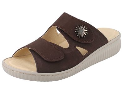 LONGO Damen Pantolette braun choco Nubukleder