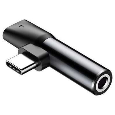 Baseus L41 Audio Adapter USB-C zu USB-C + 3,5 mm Kopfhöreranschluss Schwarz