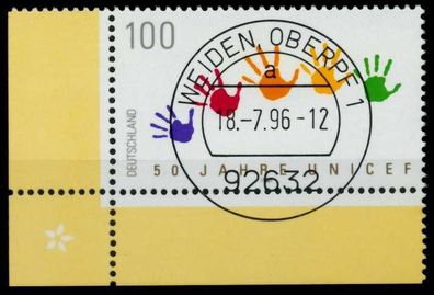 BRD 1996 Nr 1869 zentrisch gestempelt ECKE-ULI X72CE42