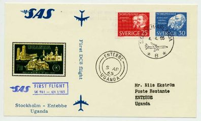 Flugpost ALLE WELT Nr SAS Schweden Entebbe BRIEF X73EF3A