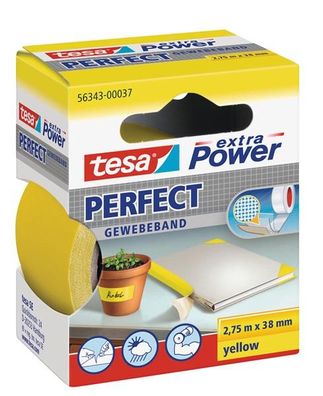 tesa extra Power Perfect Gewebeband gelb 2,75m x 38mm