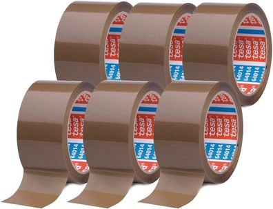 tesa pack 64014 im 6er Pack - Geräuscharmes Paketklebeband zum Verpacken von Paketen