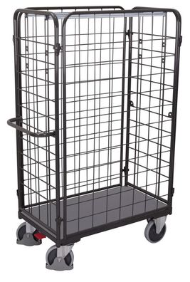 VARIOfit Paket-Vierwandwagen, hoch, seitlich vergittert Ladeflaeche 850x500mm Anthra