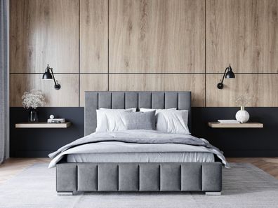 Polsterbett ADELLE 120 - 200 cm Bett mit Bettkasten & Lattenrost Doppelbett, Stauraum