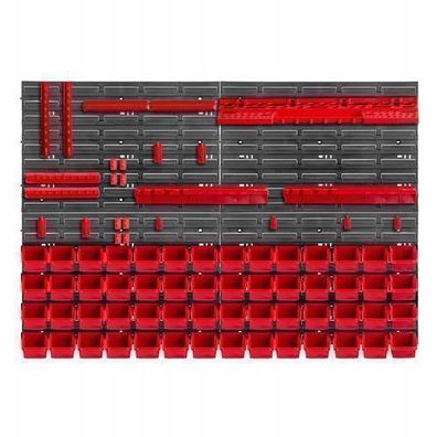 KADAX Werkstattwandregal, Wandplatten, 116 x 78 cm, Rot, 81 tlg