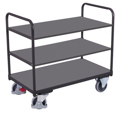 VARIOfit Etagenwagen, niedrig mit 3 Ladeflaechen 850x500mm Anthrazitgrau RAL 7016