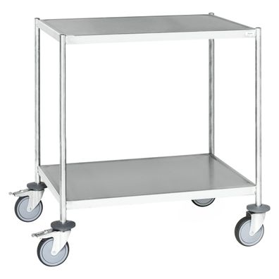 Kongamek Edelstahl- Etagenwagen vollstaendig geschweist, 2 Ladeflaechen 625x415mm Gu