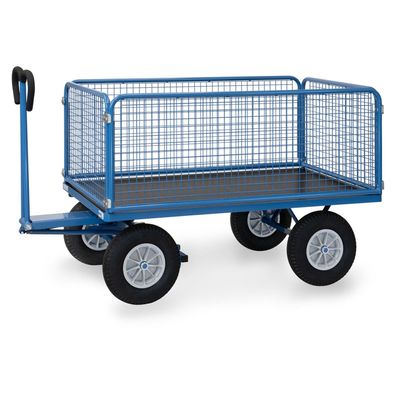 Fetra Handpritschenwagen mit Drahtgitterwaenden und Polyurethanbereifung, 1535x895mm