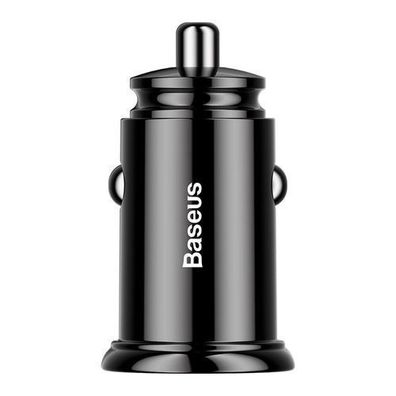 Baseus Runde 30W Intelligentes Auto-Ladegerät, 2x USB QC3.0, SCP, AFC, Schwarz (