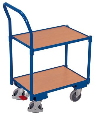 VARIOfit Euro-System-Roller mit 2 Ladeflaechen (10 mm Rand) und Schiebebuegel RAL 50