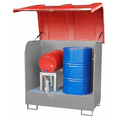 Bauer Gefahrstoff-Depot GD-B fuer Ausenbereich mit Spritzschutzwand und GFK-Haube, M