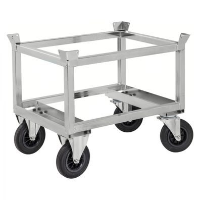 Kongamek Palettenwagen verzinkt und verschweist 700mm hoch ohne Bremse fuer Halbpale