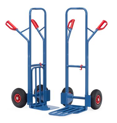 Fetra Stahlrohrkarre mit Klappschaufel, Hoehe 1300mm, mit Vollgummi-Bereifung