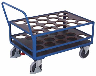 VARIOfit Stahlflaschenwagen fuer 18 Flaschen mit EasySTOP Enzianblau RAL 5010