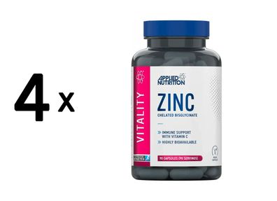 4 x Applied Nutrition Zinc Bisglycinate (90 Caps)