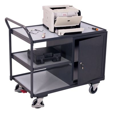 VARIOfit ESD Werkstattwagen mit gebogenen Schiebegriff und 2 Ladeflaechen 985x590mm