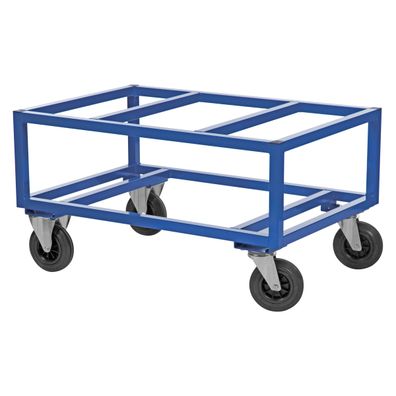 Kongamek Palettenwagen in blau 650mm hoch ohne Bremse fuer Euro-Paletten 1200x800mm