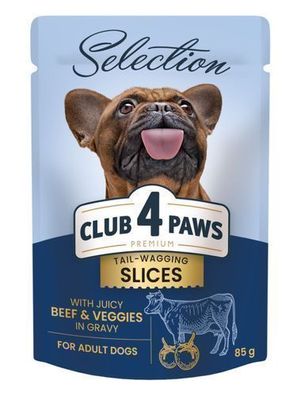CLUB 4 PAWS HUND Beutel 85 g Selection Rindfleisch mit Gemüse in Soße