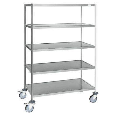 Kongamek Edelstahl- Etagenwagen vollstaendig geschweist, 5 Ladeflaechen 1050x550mm G