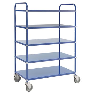 Kongamek Etagenwagen mit 5 Boeden 900x440mm pulverbeschichtet in blau 24mm Rand ohne