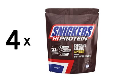 4 x Mars Protein Snickers Protein Powder (875g) Chocolate, Caramel and Peanut Flavour