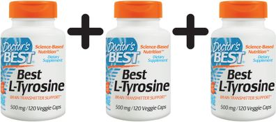3 x Doctors Best Best L-Tyrosine, 500mg - 120 vcaps