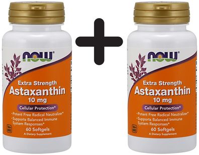 2 x NOW Foods Astaxanthin, 10mg - 60 softgels