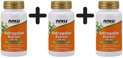 3 x NOW Foods Astragalus Extract, 500mg - 90 vcaps