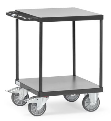 Fetra Tischwagen quadratisch Holzwerkstoff 2 Etagen 600x600mm Ladeflaeche Grey Editi