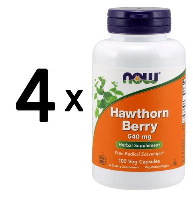 4 x NOW Foods Hawthorn Berry, 540mg - 100 vcaps