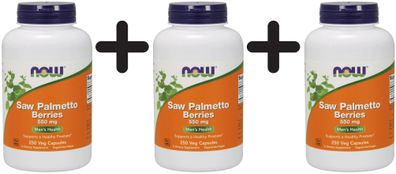 3 x NOW Foods Saw Palmetto Berries, 550mg - 250 vcaps