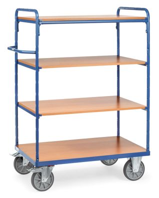 Fetra Etagenwagen mit 4 Boeden aus Holz 850x500mm Ladeflaeche