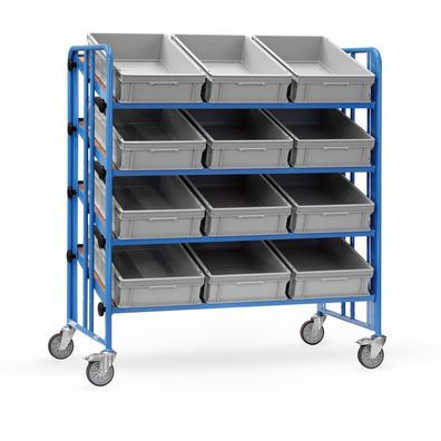 Fetra Montagewagen Baukasten-System 4 neigbare Boeden 300kg Tragkraft mit Kaesten