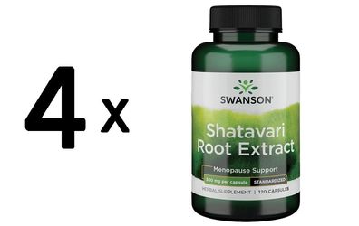 4 x Swanson Shatavari Ayurvedic Female Rejuvenator, 500mg - 120 caps