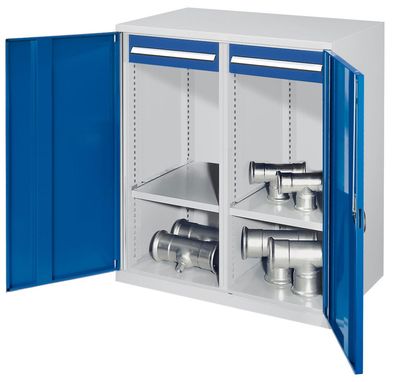 Kappes Schwerlast-Beistellschraenke mit Mitteltrennwand 1110x1000x600mm Vollblechtue